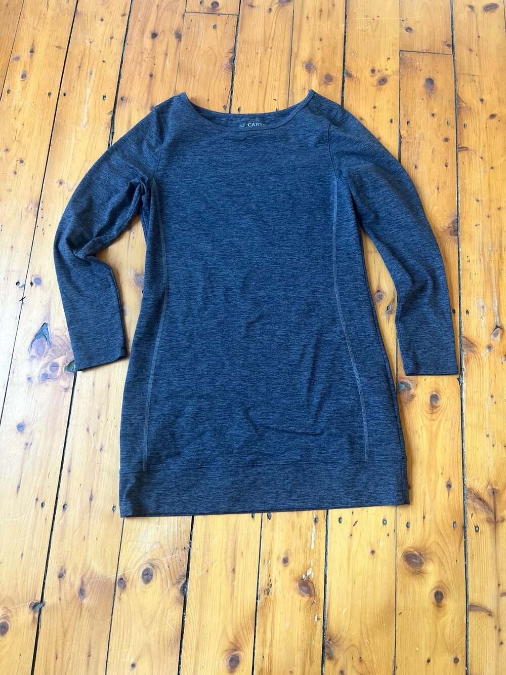 Carve Designs Women's Heathered Blue Performance Long Sleeve Tunic Dress Size Me